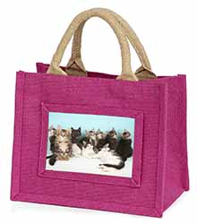 Cute Norwegian Forest Kittens Little Girls Small Pink Jute Shopping Bag