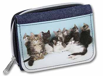 Cute Norwegian Forest Kittens Unisex Denim Purse Wallet