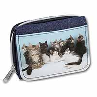 Cute Norwegian Forest Kittens Unisex Denim Purse Wallet