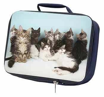 Cute Norwegian Forest Kittens Navy Insulated School Lunch Box/Picnic Bag