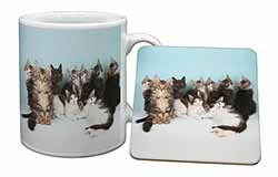 Cute Norwegian Forest Kittens Mug and Coaster Set