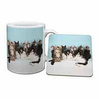 Cute Norwegian Forest Kittens Mug and Coaster Set