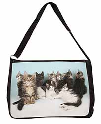 Cute Norwegian Forest Kittens Large Black Laptop Shoulder Bag School/College