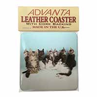 Cute Norwegian Forest Kittens Single Leather Photo Coaster