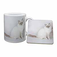 Beautiful Birman Cat Mug and Coaster Set