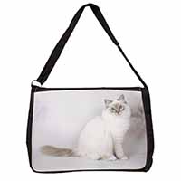 Beautiful Birman Cat Large Black Laptop Shoulder Bag School/College