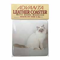 Beautiful Birman Cat Single Leather Photo Coaster