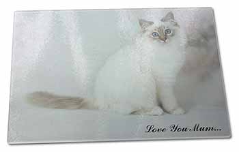 Large Glass Cutting Chopping Board Birman Cat 