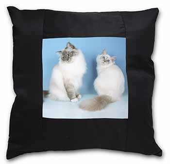 Gorgeous Birman Cats Black Satin Feel Scatter Cushion