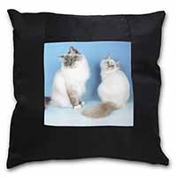 Gorgeous Birman Cats Black Satin Feel Scatter Cushion