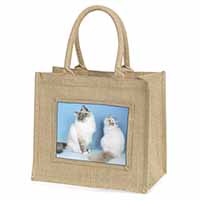 Gorgeous Birman Cats Natural/Beige Jute Large Shopping Bag