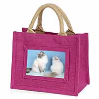 Gorgeous Birman Cats Little Girls Small Pink Jute Shopping Bag