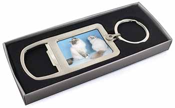 Gorgeous Birman Cats Chrome Metal Bottle Opener Keyring in Box