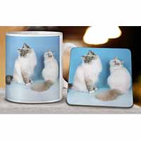 Gorgeous Birman Cats Mug and Coaster Set