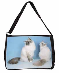 Gorgeous Birman Cats Large Black Laptop Shoulder Bag School/College