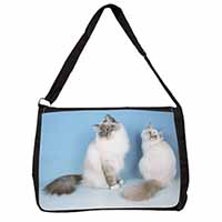 Gorgeous Birman Cats Large Black Laptop Shoulder Bag School/College