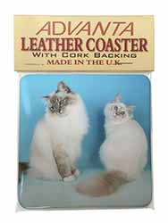 Gorgeous Birman Cats Single Leather Photo Coaster