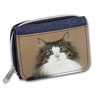 Tabby and White Cat Unisex Denim Purse Wallet