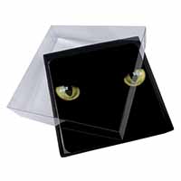 4x Black Cats Night Eyes Picture Table Coasters Set in Gift Box