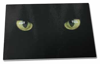 Large Glass Cutting Chopping Board Black Cats Night Eyes