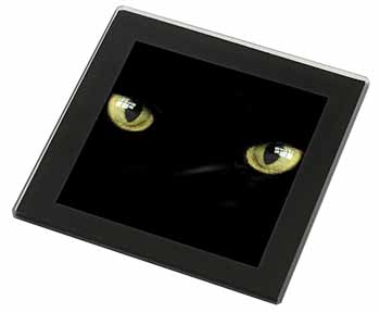 Black Cats Night Eyes Black Rim High Quality Glass Coaster