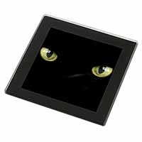Black Cats Night Eyes Black Rim High Quality Glass Coaster