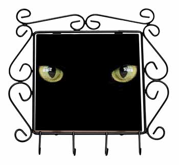 Black Cats Night Eyes Wrought Iron Key Holder Hooks