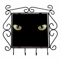 Black Cats Night Eyes Wrought Iron Key Holder Hooks