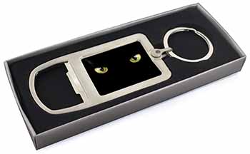 Black Cats Night Eyes Chrome Metal Bottle Opener Keyring in Box