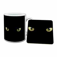Black Cats Night Eyes Mug and Coaster Set