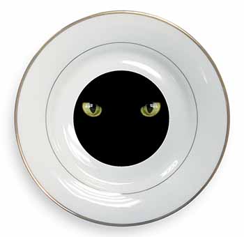 Black Cats Night Eyes Gold Rim Plate Printed Full Colour in Gift Box