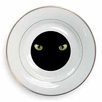 Black Cats Night Eyes Gold Rim Plate Printed Full Colour in Gift Box