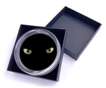 Black Cats Night Eyes Glass Paperweight in Gift Box