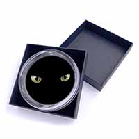 Black Cats Night Eyes Glass Paperweight in Gift Box