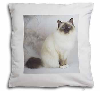 Birman Cat Soft White Velvet Feel Scatter Cushion