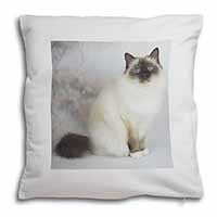 Birman Cat Soft White Velvet Feel Scatter Cushion
