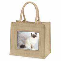 Birman Cat Natural/Beige Jute Large Shopping Bag