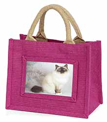 Birman Cat Little Girls Small Pink Jute Shopping Bag