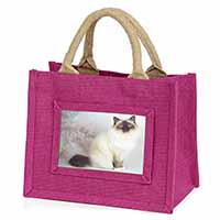 Birman Cat Little Girls Small Pink Jute Shopping Bag