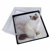 4x Birman Cat Picture Table Coasters Set in Gift Box