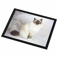 Birman Cat Black Rim High Quality Glass Placemat