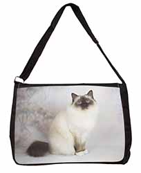 Birman Cat Large Black Laptop Shoulder Bag School/College