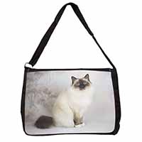 Birman Cat Large Black Laptop Shoulder Bag School/College