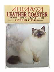 Birman Cat Single Leather Photo Coaster