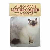 Birman Cat Single Leather Photo Coaster