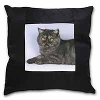 Exotic Smoke Cat Black Satin Feel Scatter Cushion