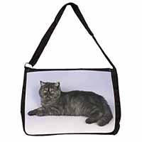 Exotic Smoke Cat Large Black Laptop Shoulder Bag School/College