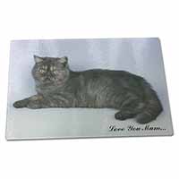 Large Glass Cutting Chopping Board Exotic Smoke Cat 