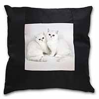 Exotic White Kittens Black Satin Feel Scatter Cushion
