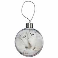 Exotic White Kittens Christmas Bauble